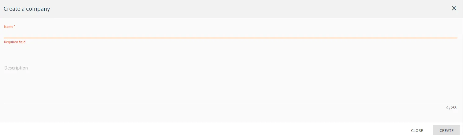 Create a Company dialog box Create a Company dialog box