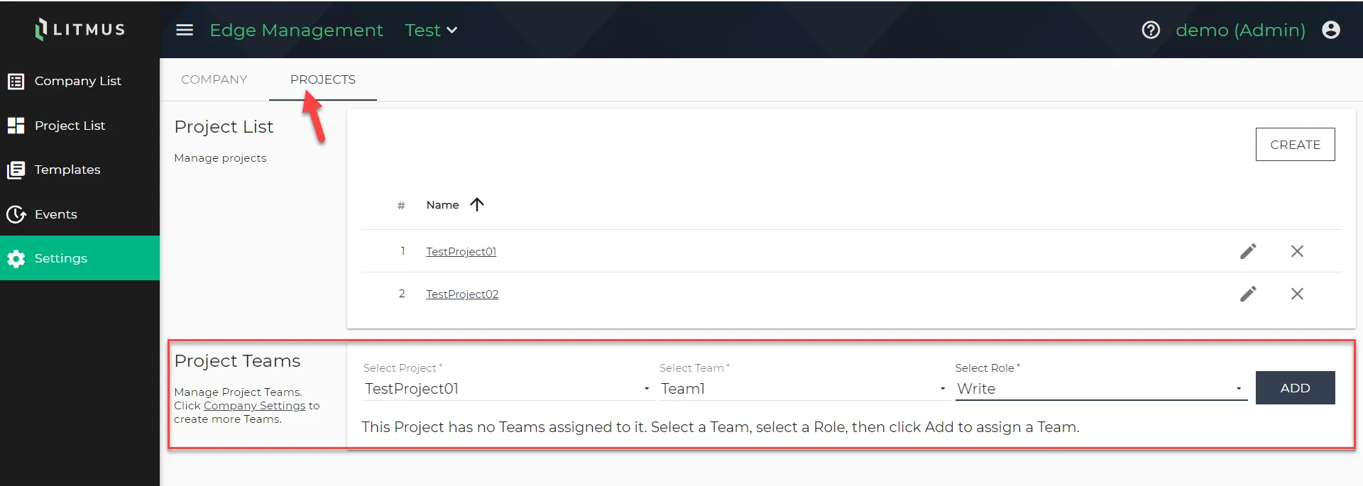 Assign different roles to teams