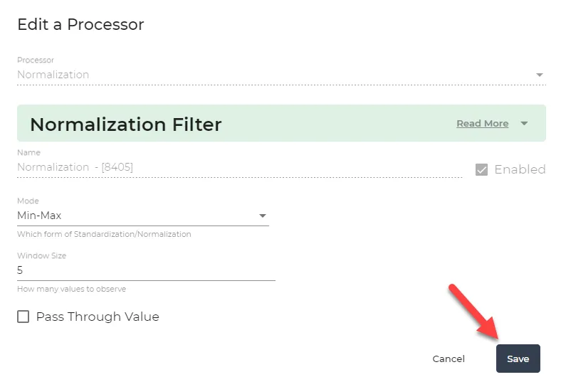 Normalization dialog box