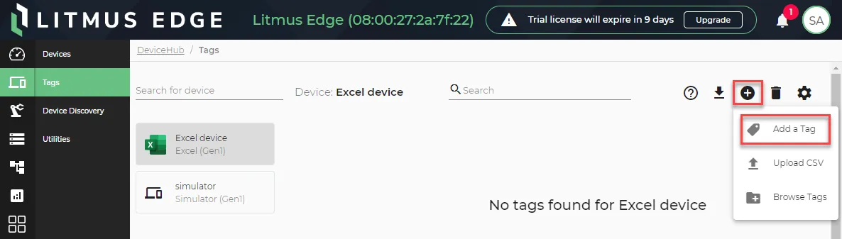 Add a Tag option Add a Tag option