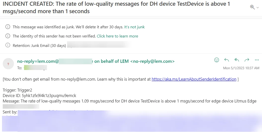 Sample email that LEM will send out