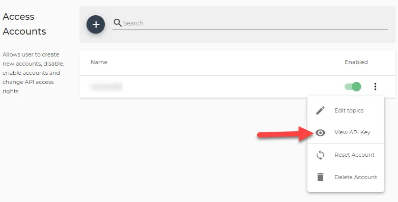 Access accounts table