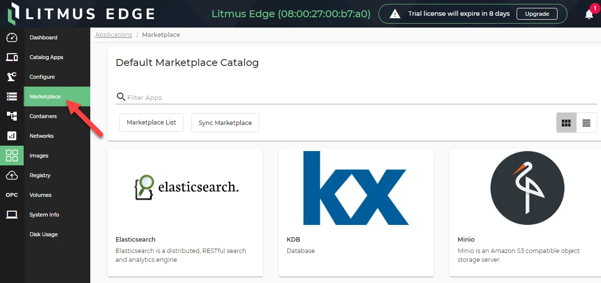 Applications marketplace page Applications marketplace page