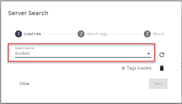 The Select Device drop-down list The Select Device drop-down list