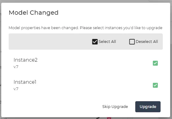 Model Changed dialog