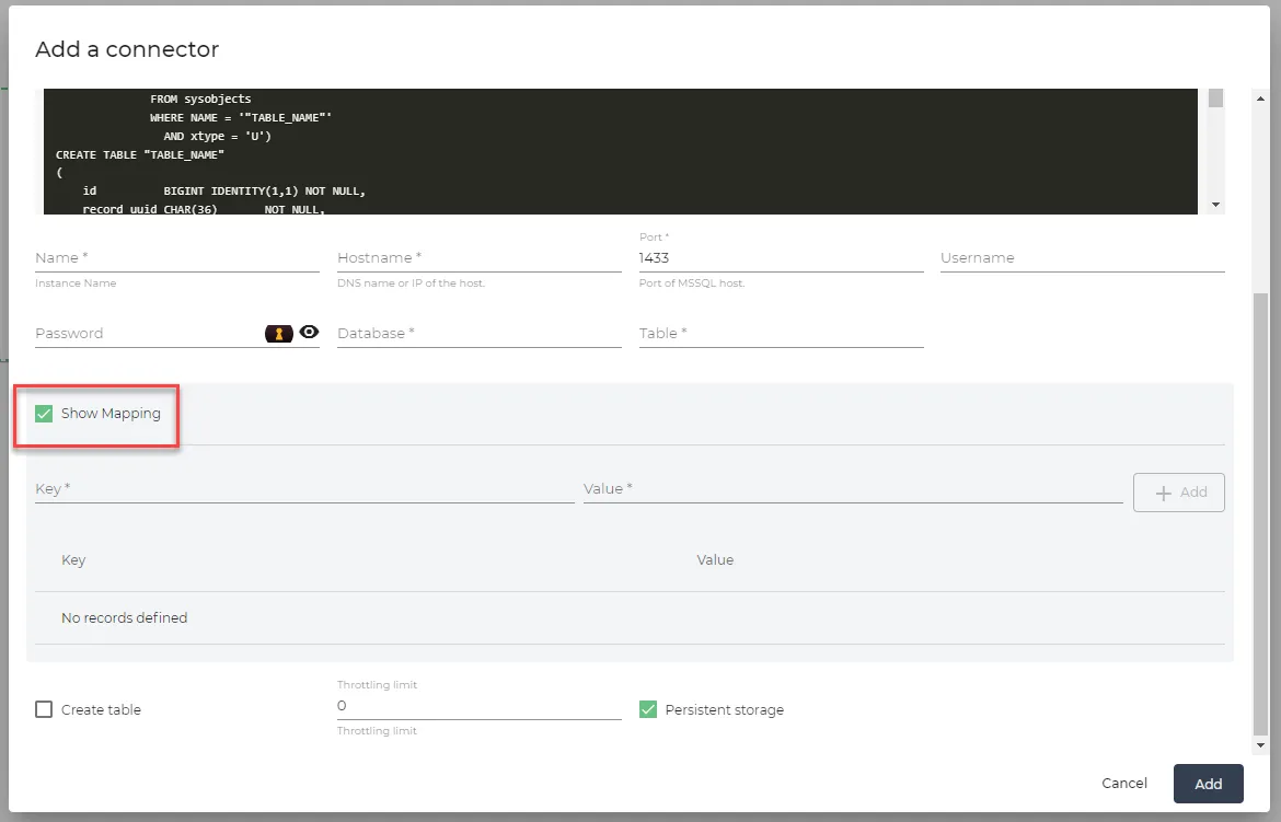 Show Mapping check box