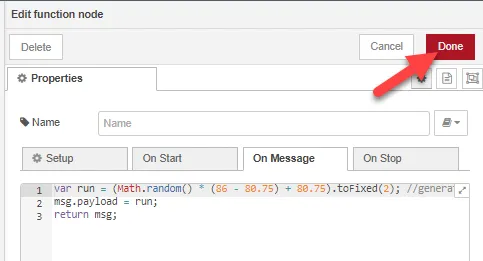 Edit function node dialog box