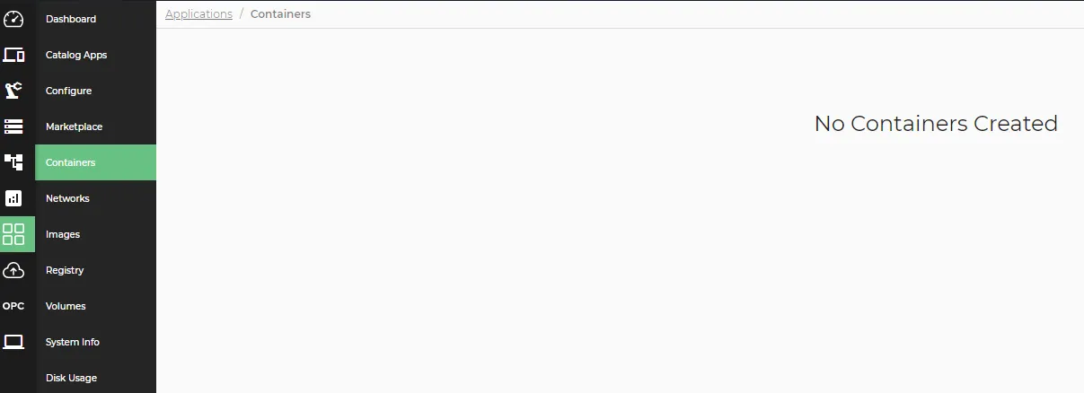 The Applications Containers pane