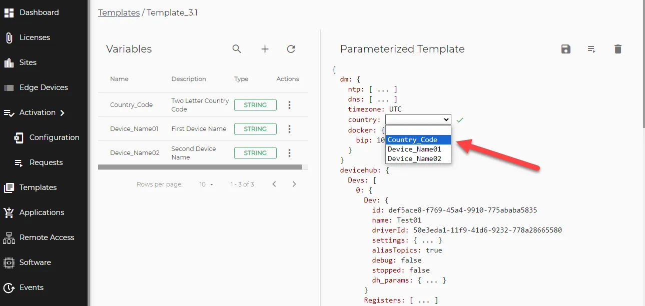 Parameterized Template panel Parameterized Template panel
