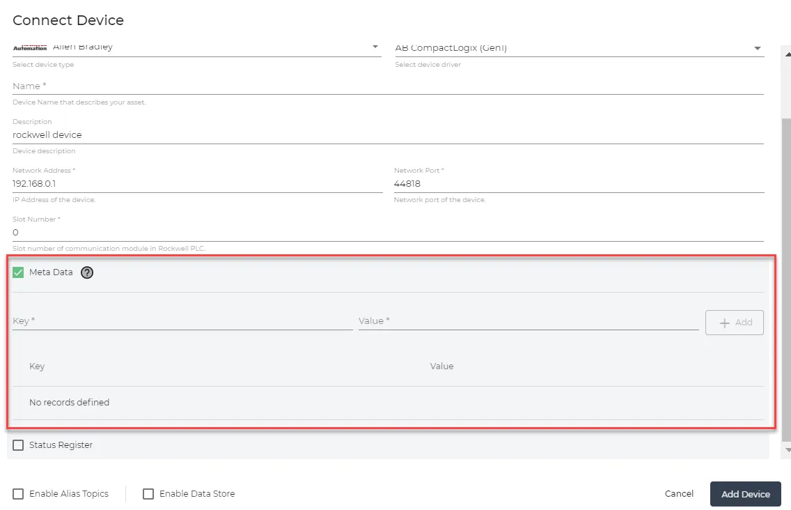 The Meta Data section
