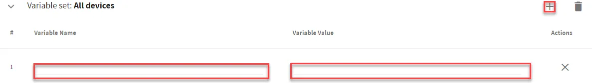 Belden Horizon Data Manager User UI : Activation > Configuration : Activation Config 4/6 Add new variables for All Devices