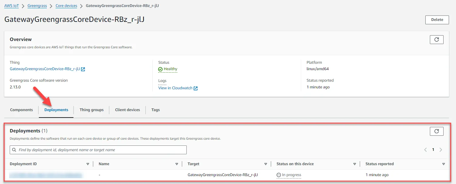 Deployments page