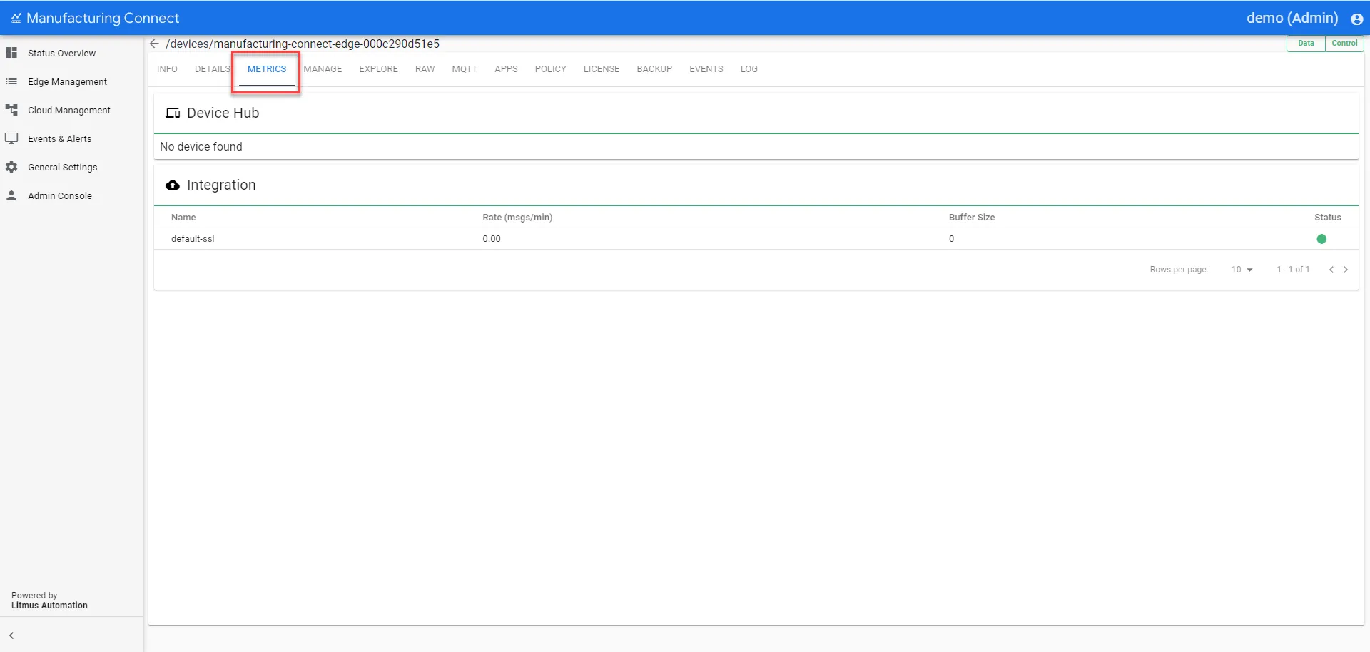 Metrics for an edge device Metrics for an edge device