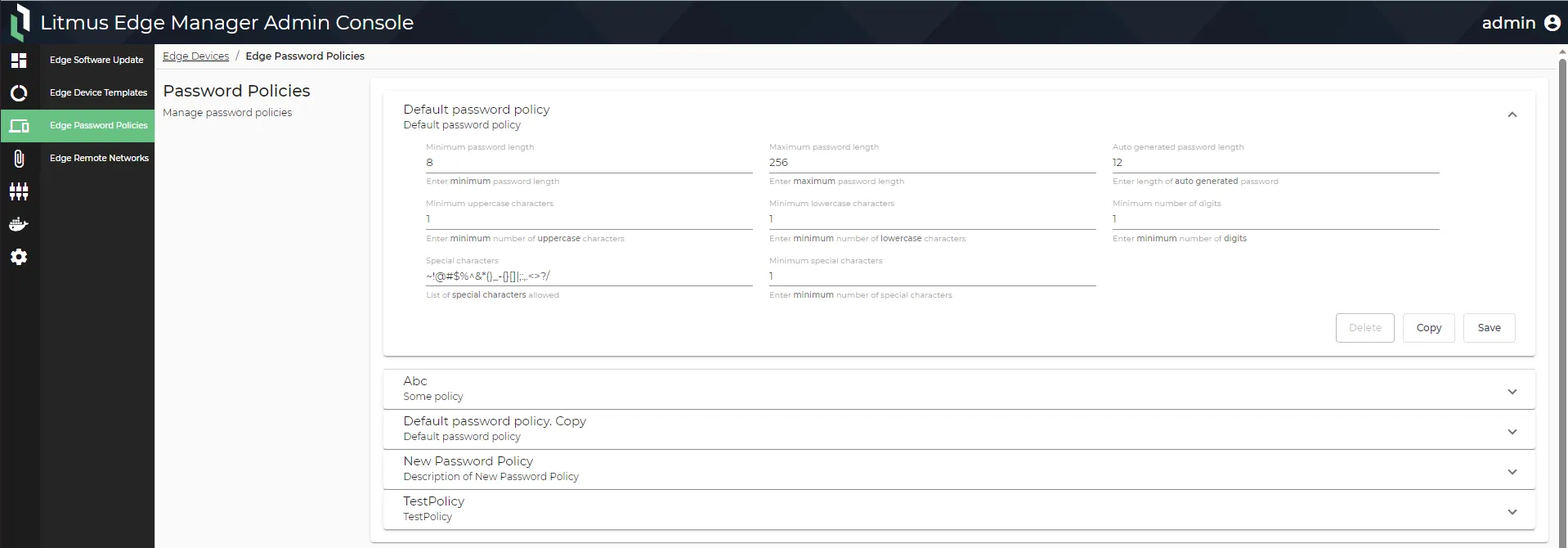 Edge Password Policies