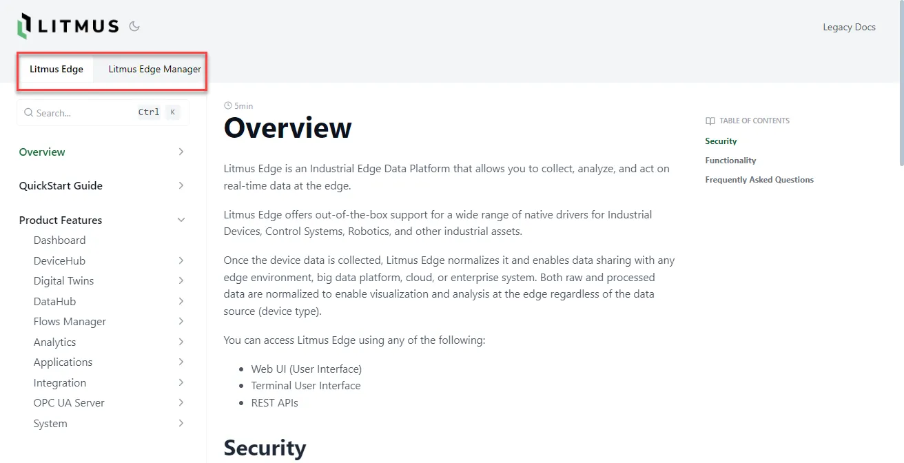 Tabs for Litmus Edge and Litmus Edge Manager Tabs for Litmus Edge and Litmus Edge Manager