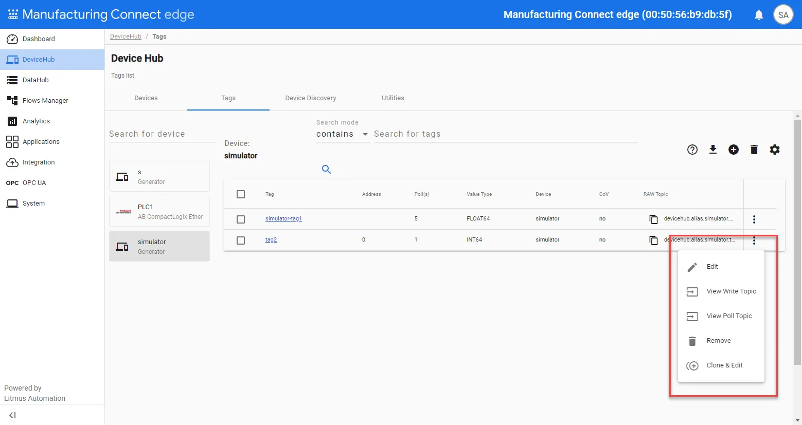 Tag management options