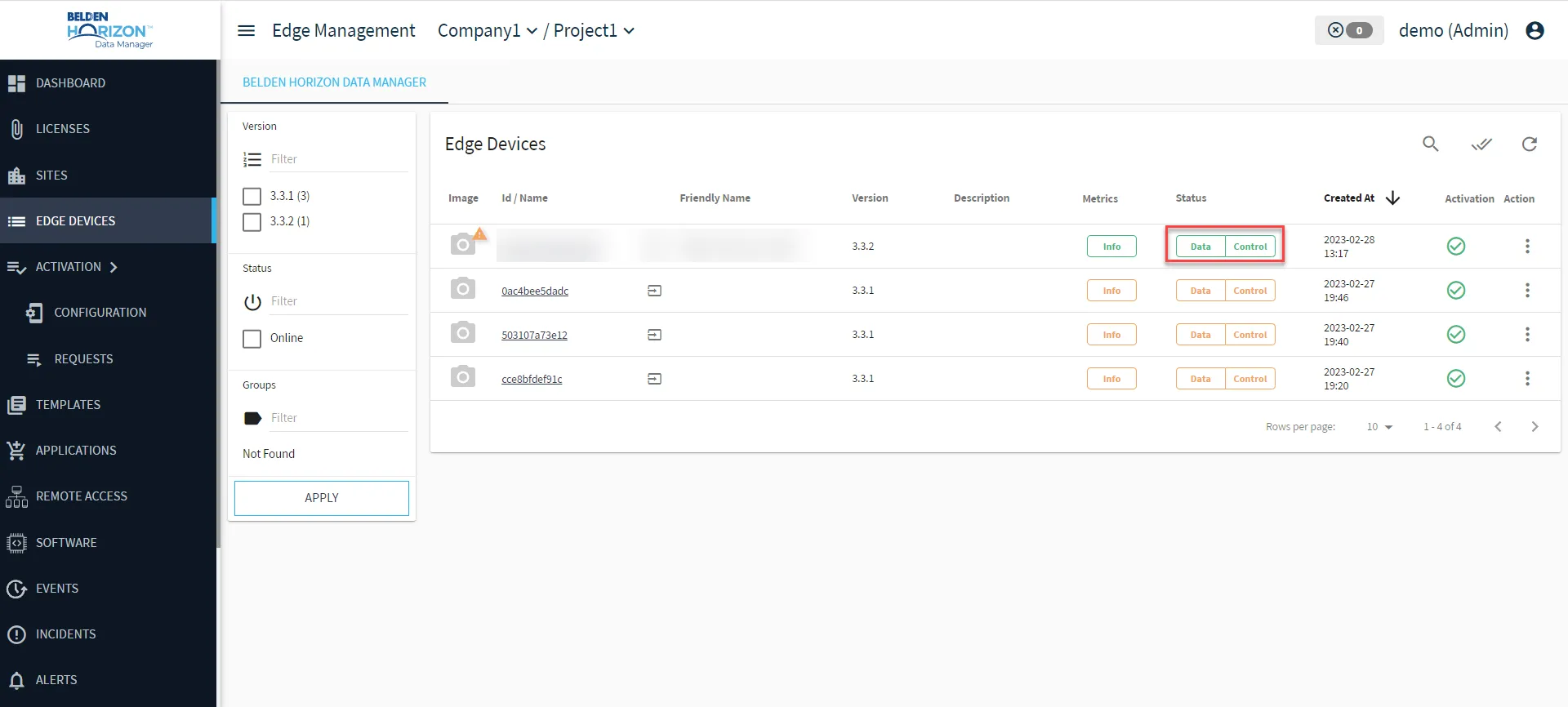 MQTT and LWM2M statuses