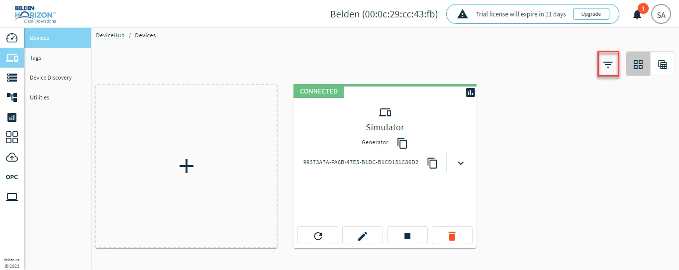 Toggle Device Filter icon