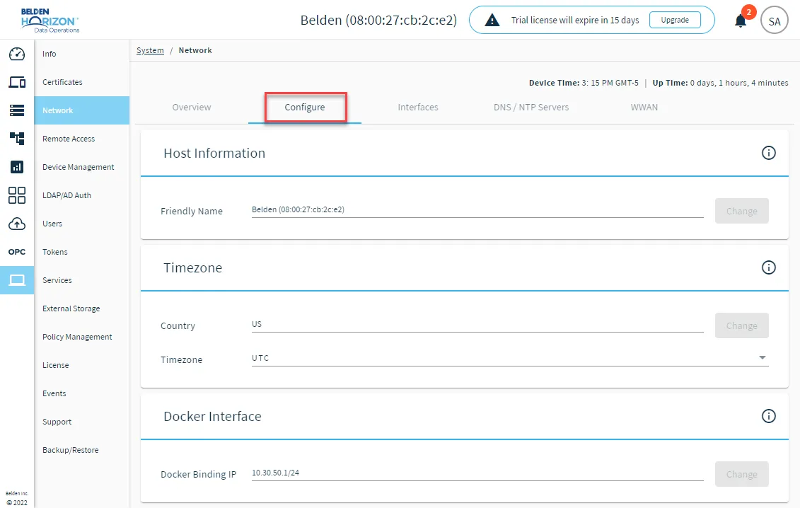 The Configure tab The Configure tab