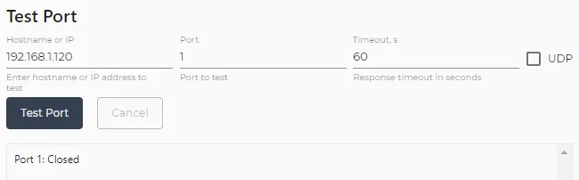 Test Port interface : results Test Port interface : results