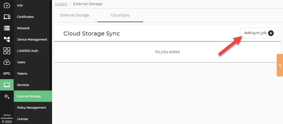 Add sync job link