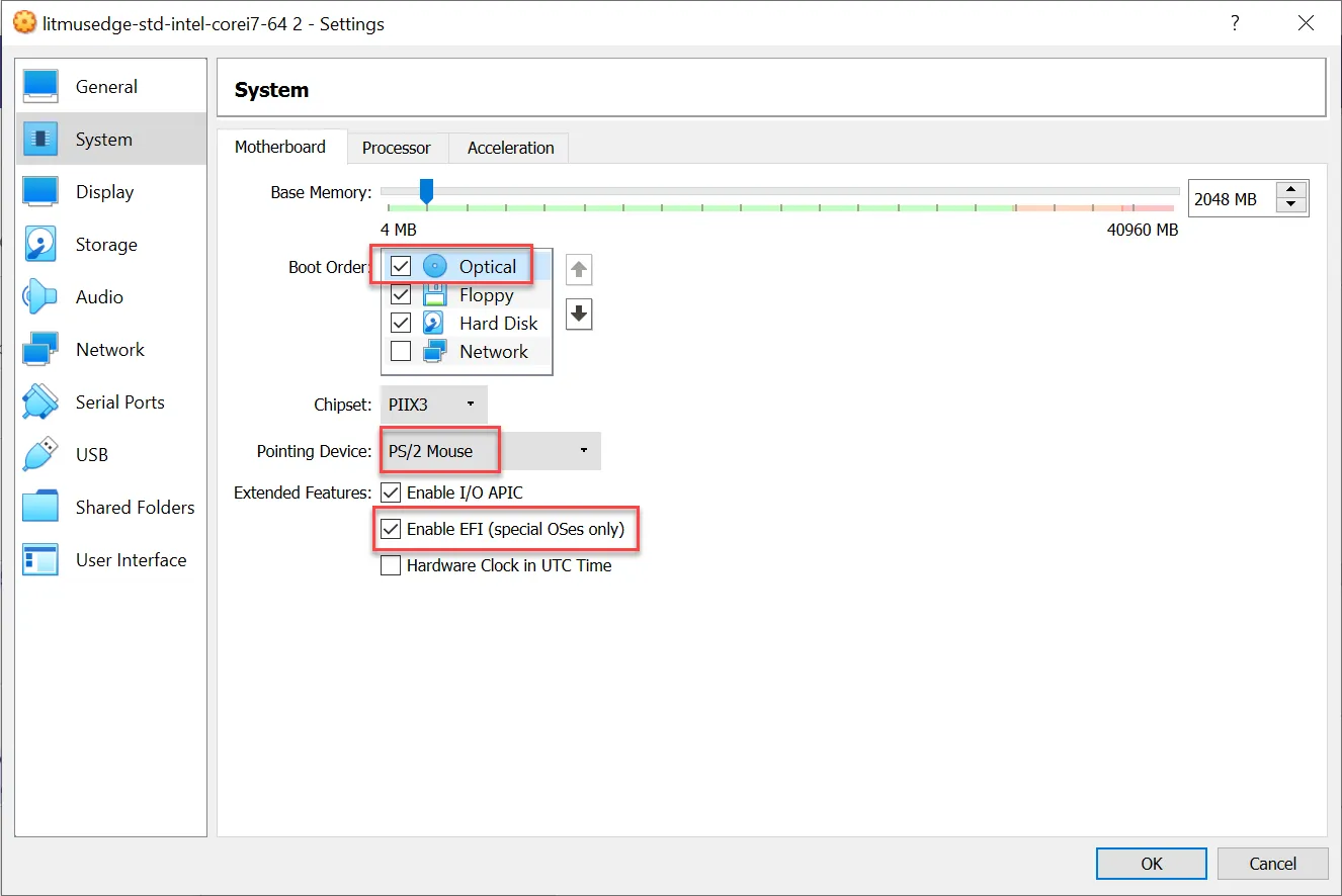Motherboard system settings