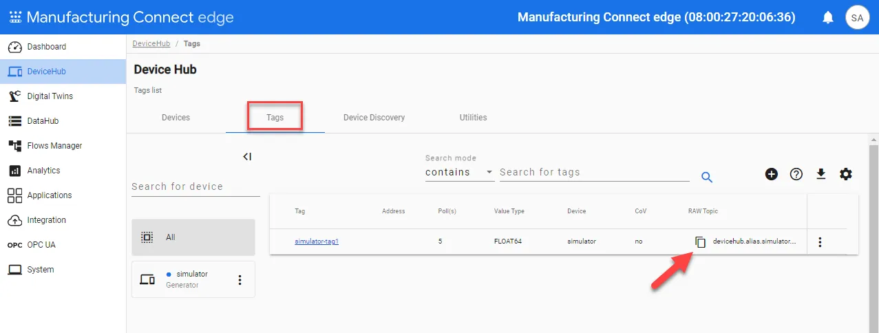 Manufacturing Connect Edge DeviceHub Page