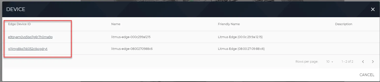 Device dialog