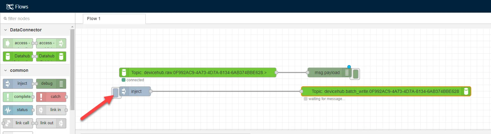 The inject node button