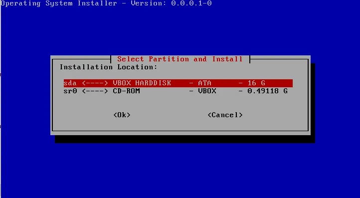 Select Partition and Install option Select Partition and Install option