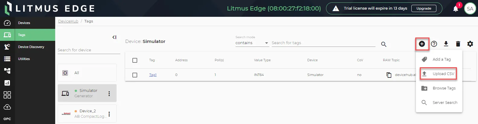 Upload CSV icon Upload CSV icon