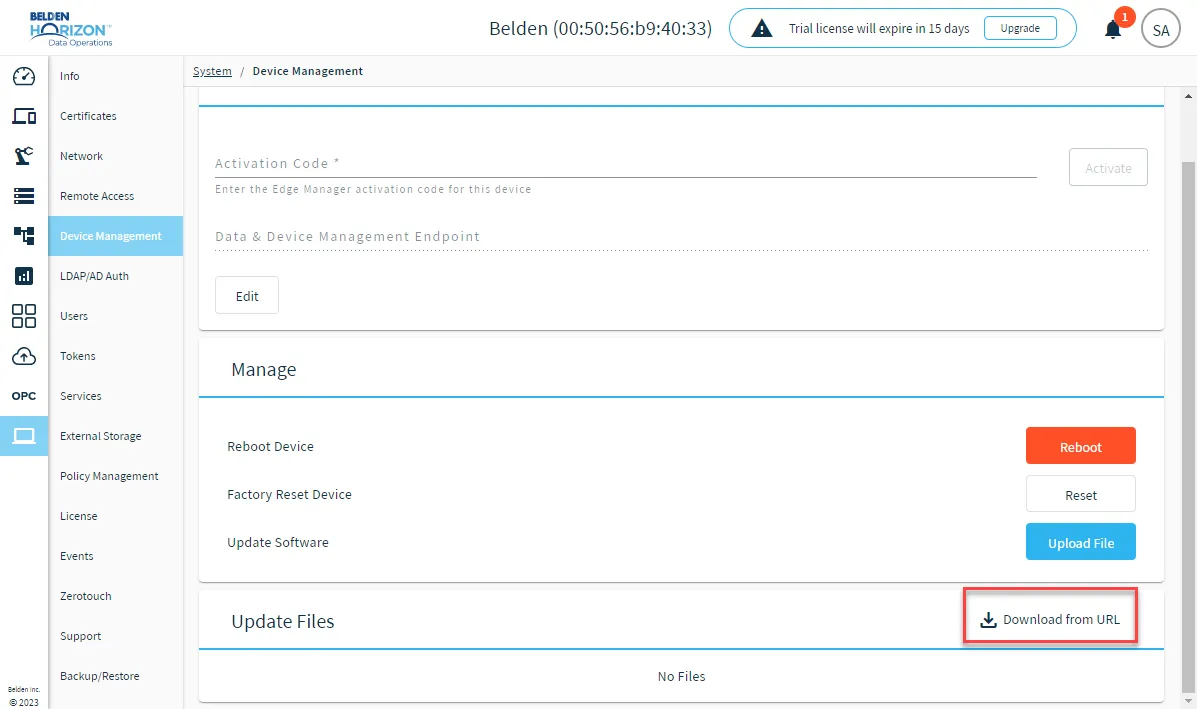 Download from URL option Download from URL option