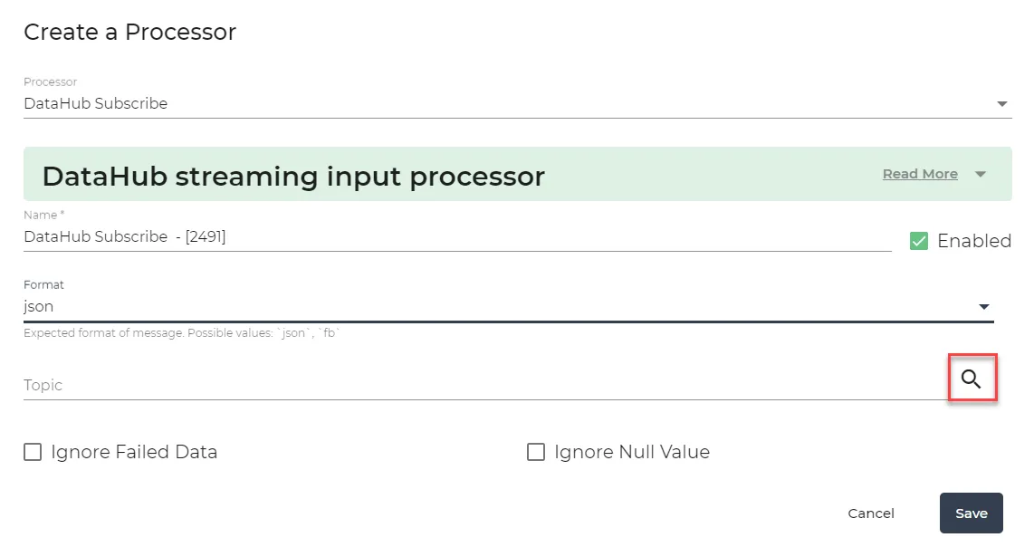Create a Processor dialog box