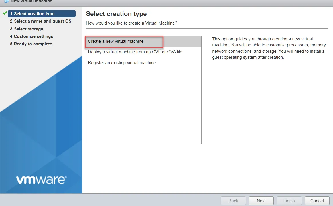 Select creation type screen Select creation type screen