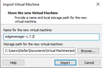 Import Virtual Machine dialog box Import Virtual Machine dialog box