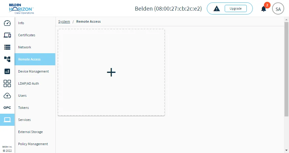 The Remote Access pane The Remote Access pane