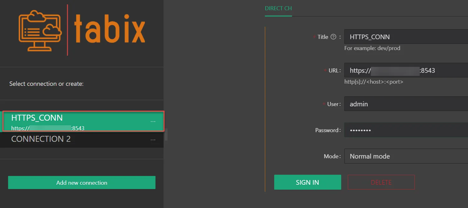 Logging into Tabix Logging into Tabix