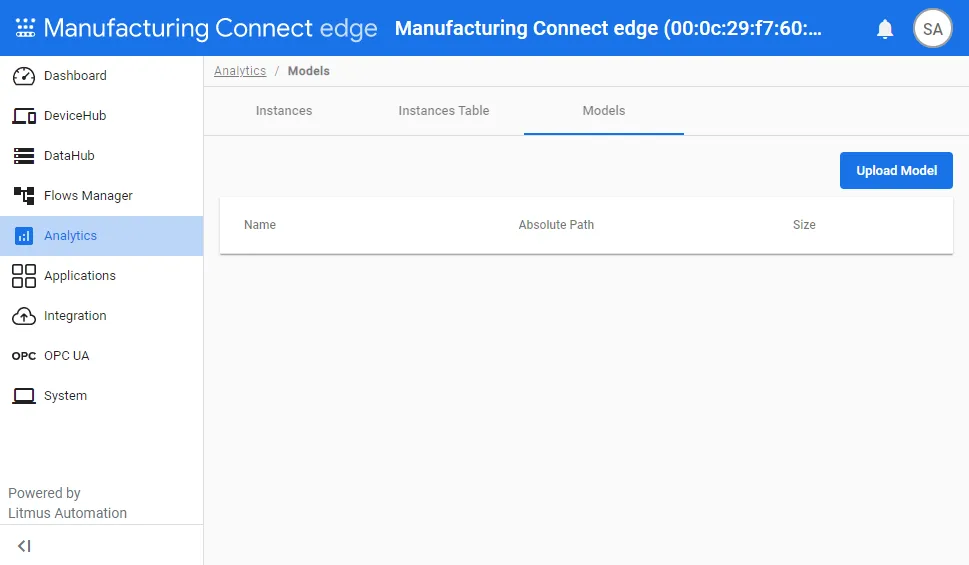 Analytics Models pane