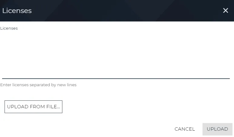 Licenses dialog box