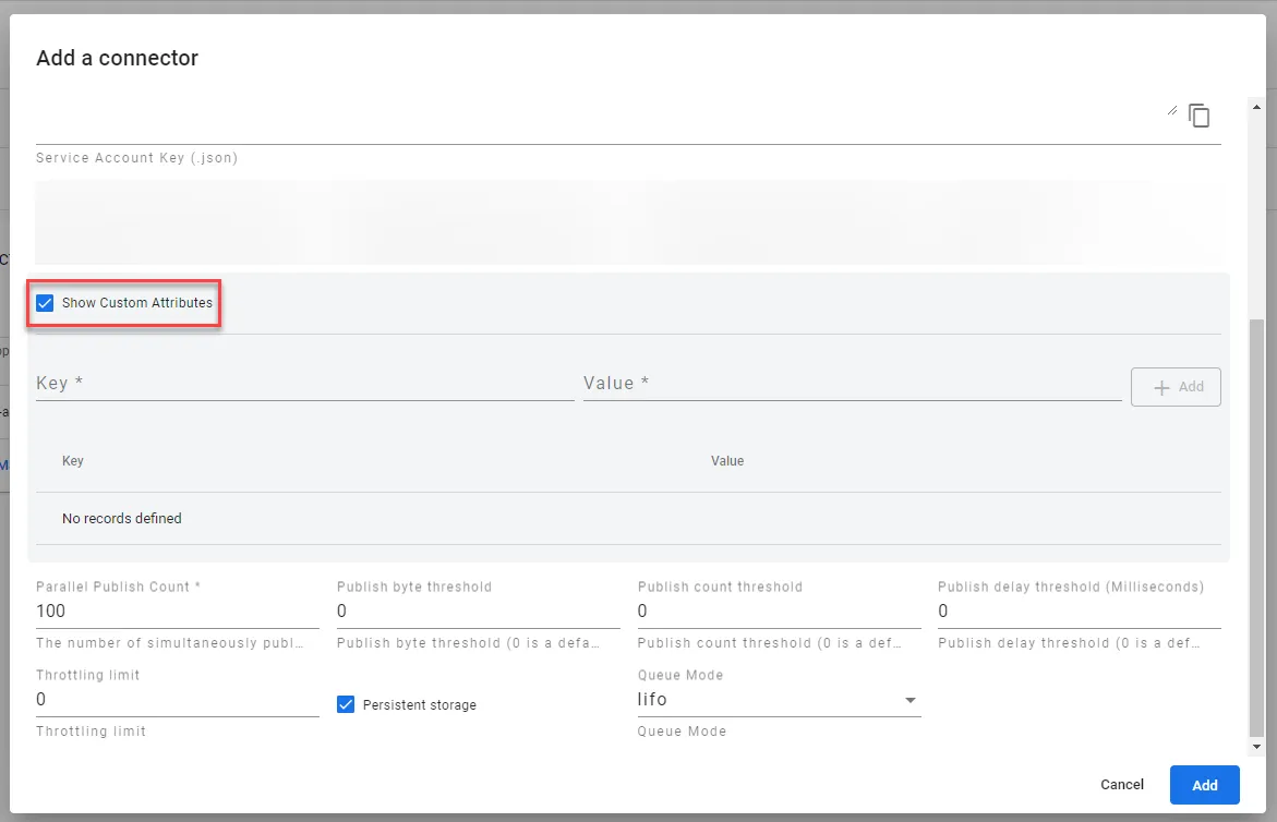 Show Custom Attributes checkbox