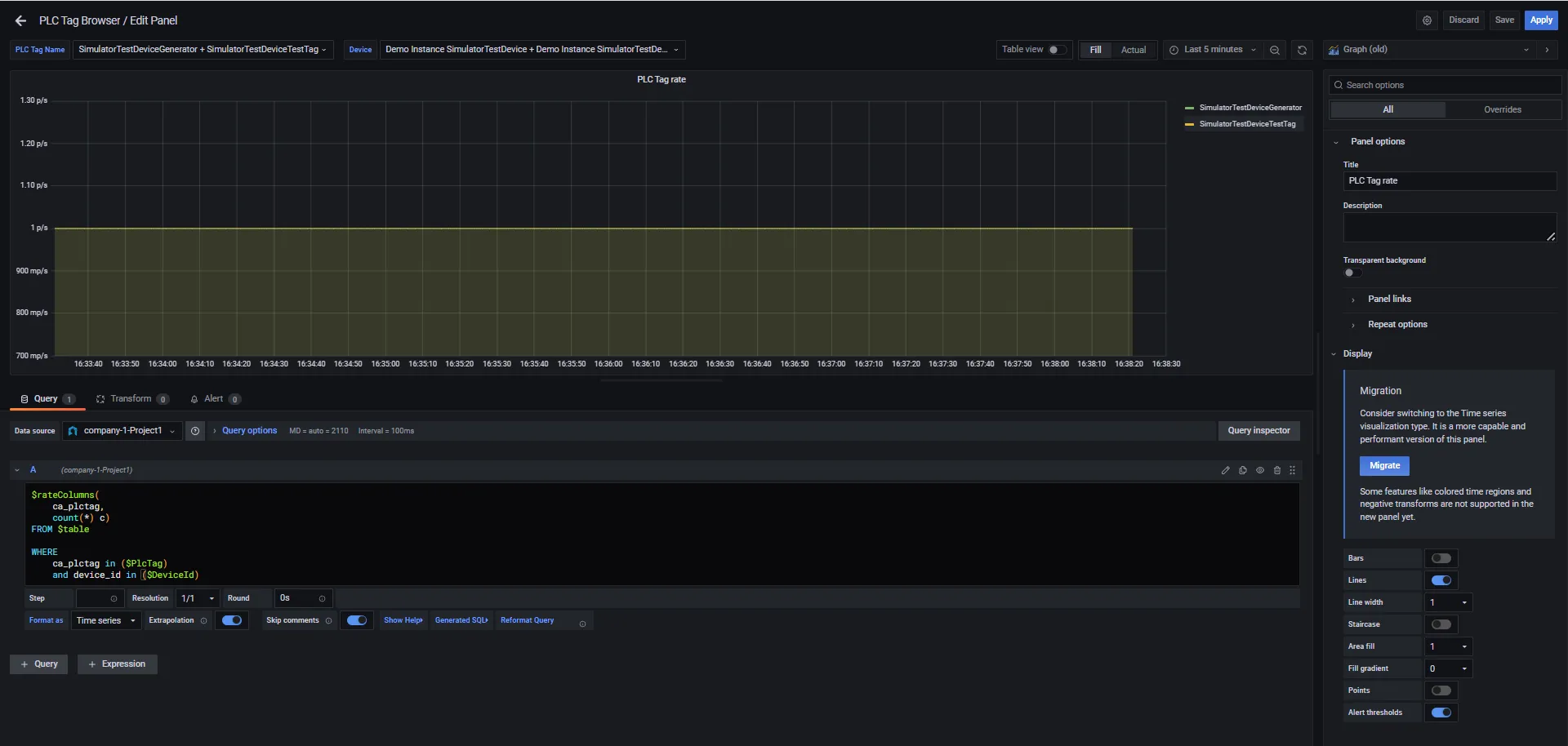 Grafana : PLC Tag Browser > Edit Panel Grafana : PLC Tag Browser > Edit Panel