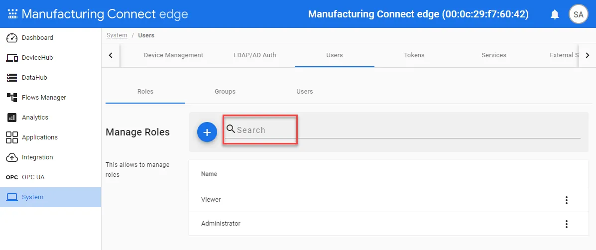 Role search bar