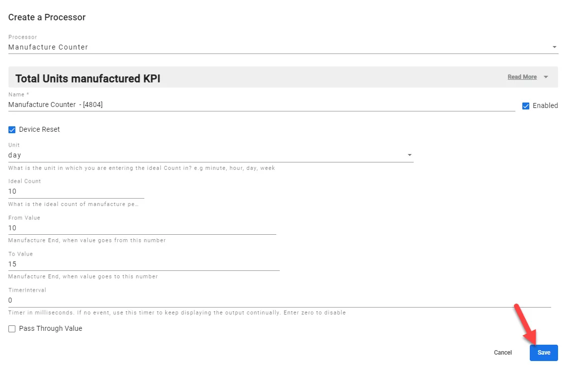 Edit a Processor dialog box