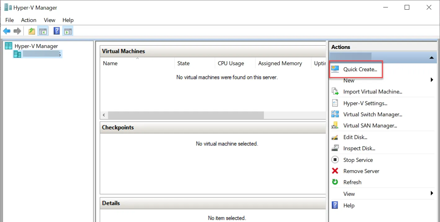 Quick Create option