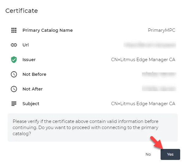 Certificate information pane