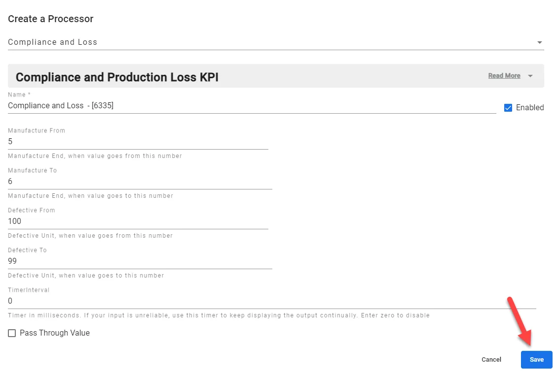 Edit a Processor dialog box
