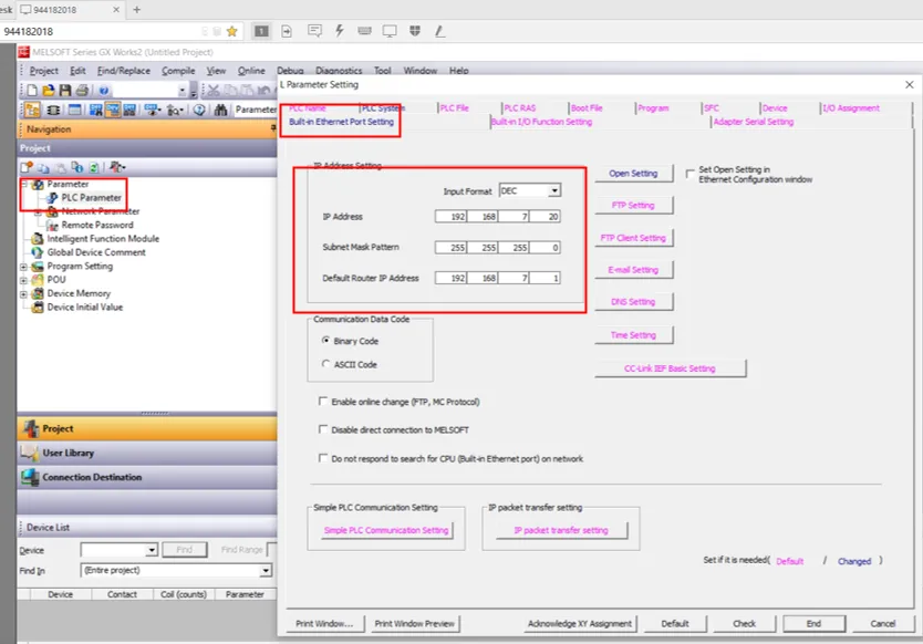 Built-in Ethernet Port Setting