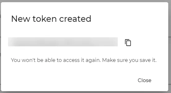 New token created [blurred token]