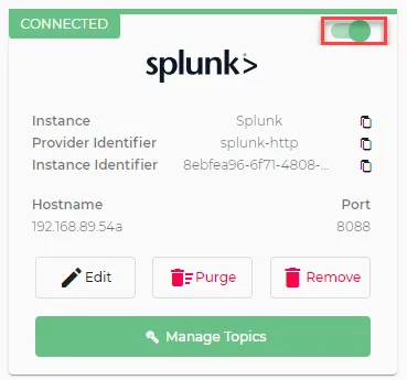 Toggle to enable connector