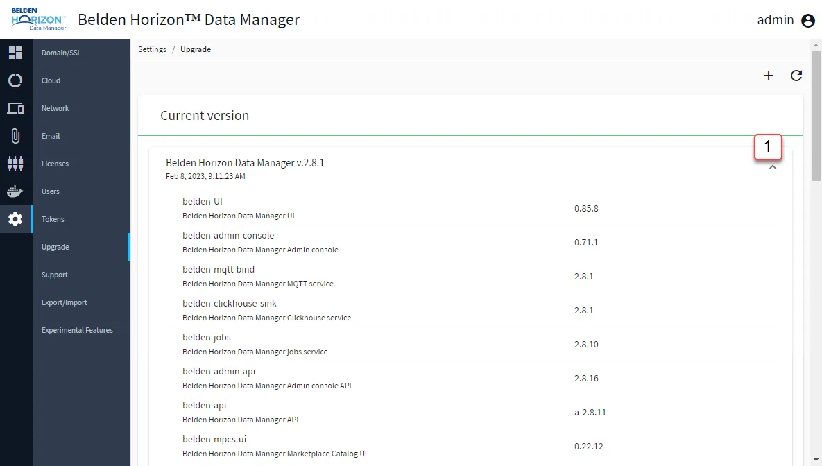 Belden Horizon Data Manager Admin Console: Current Version Belden Horizon Data Manager Admin Console: Current Version